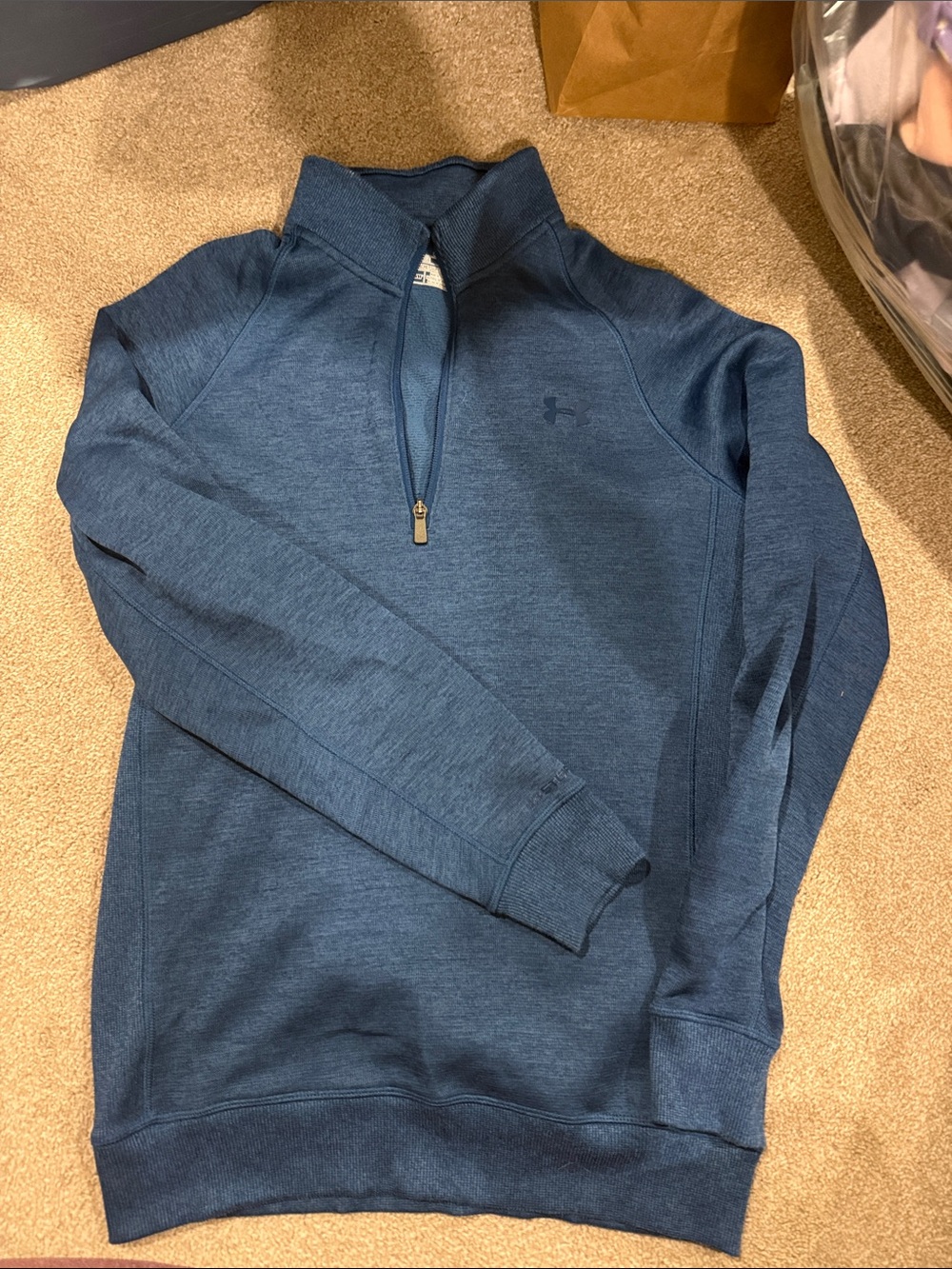 Under Armour Mens Heathered Navy Half-Zip Pullover
